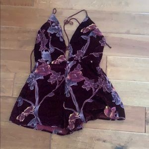 Floral velvet romper